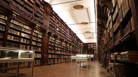Old books in a library Stock Footage 166902074