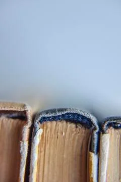 Old books, macro view from the bottom Stock Photos