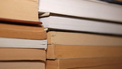 Old books in row close up pan footage Stock Footage 126054932