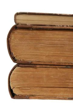 Old Books Stack, Aged Brown Papers Pages Stock Photos