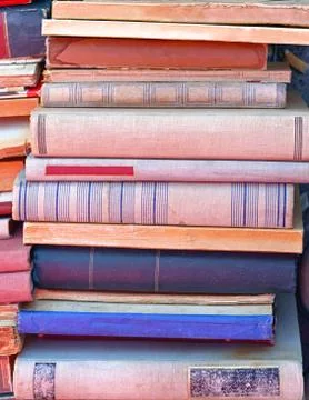 Old books stack Stock Photos