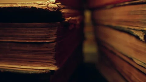 Old Books Stack,Pages from Side, Reading Concept, Education Knowledge Background Stock Footage 332571533