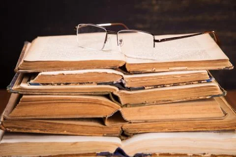 Old books in studio Stock Photos