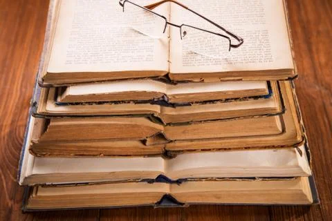 Old books in studio Stock Photos