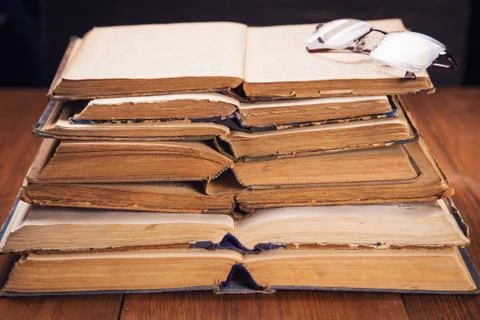Old books in studio Stock Photos