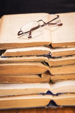 Old books in studio Stock Photos