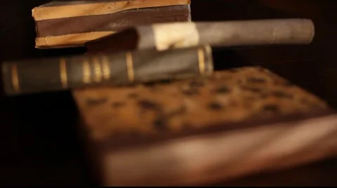 Old books on table Stock Footage 921261