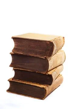 Old books on white background Stock Photos