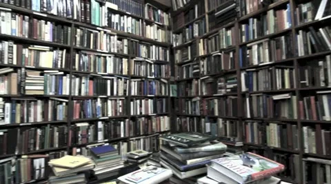 Old Bookstore Pan Stock Footage 10901669