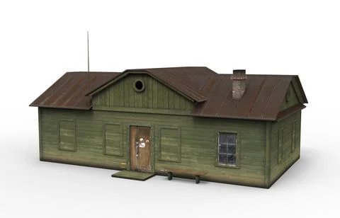 Old booth render on a white background. 3D rendering Stock Illustration