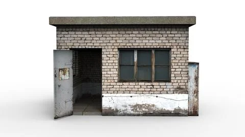 Old booth render on a white background. 3D rendering Stock Illustration