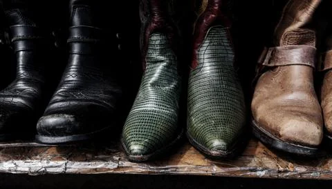 Old  boots on a shelf Stock Photos