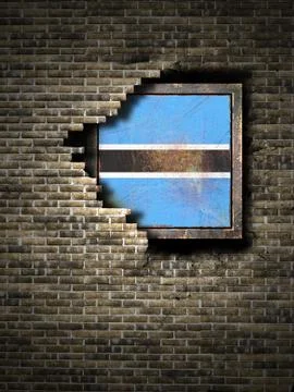 Old Botswana flag in brick wall Illustrazione stock