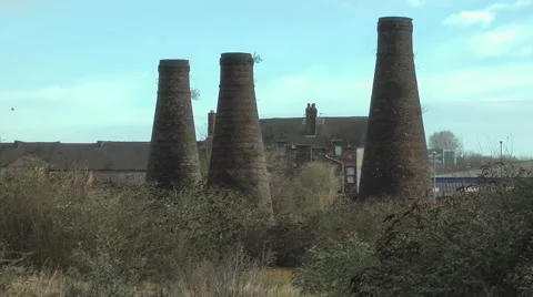 Old bottle kilns Burslem old industrial buildings urban decay Stock Footage 47103677