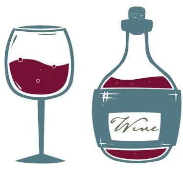 Old bottle of wine 库存插图