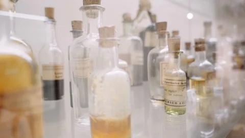 Old bottles of medicine Stock Footage 86085038