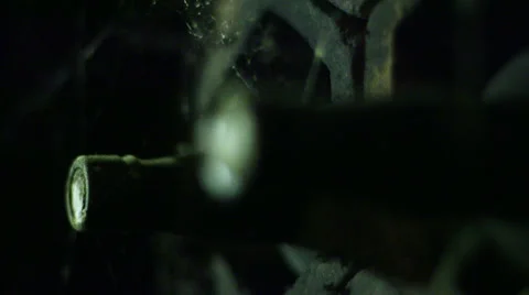 Old bottles of wine in storage Stock Footage 34416568