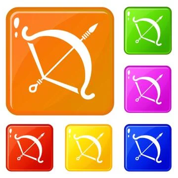 Old bow icons set vector color Illustrazione stock