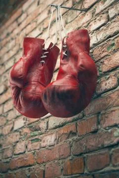Old boxing gloves. High resolution 3d render Illustrazione stock