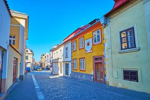 The old Brandlova Street, Kolin, Czech Republic Stock Photos