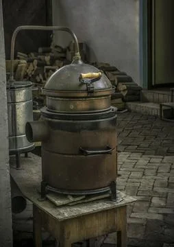 An old brandy cauldron Stock Photos