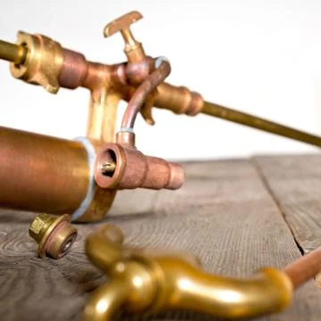 Old brass pump Stock Photos