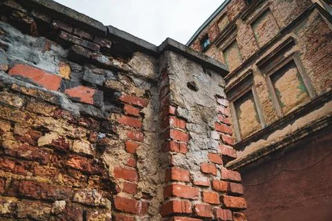 Old Brick Building broken Wall Stock Photos