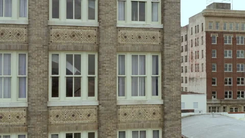 Old brick building in downtown - apartment / office / hotel Stock Footage 151614973
