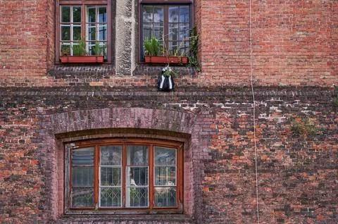 The Old Brick Building Facade Stock Photos