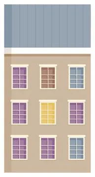 Old brick building facade with windows and rooms. Traditional classic Ilustración de archivo