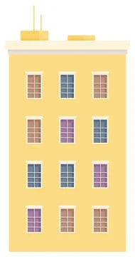 Old brick building facade with windows and rooms. Traditional classic Ilustración de archivo