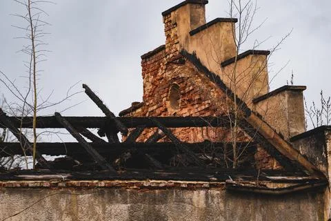 Old Brick Building With Fire Damage Stock Photos