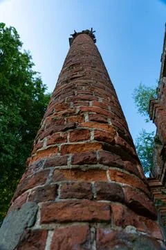 Old, brick column, bottom-up view Stock Photos