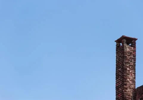Old brick construction with fireplace Stock Photos