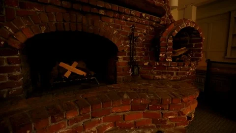 Old brick fireplace C Stock Footage 109653731