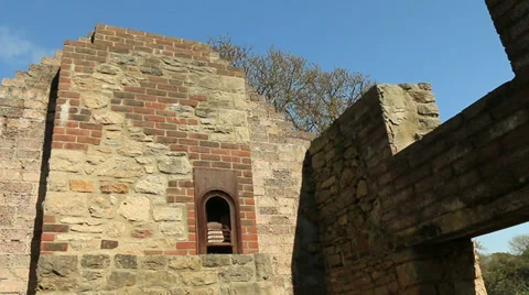 Old brick fireplace wide Stock Footage 37609509