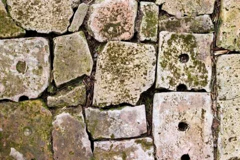 Old brick paving background closeup Stock Photos