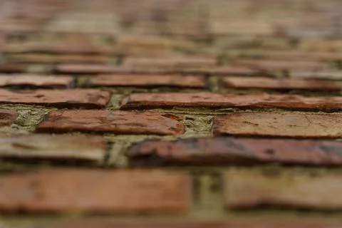 Old brick red wall background, brick wall texture, structure. Stock Photos
