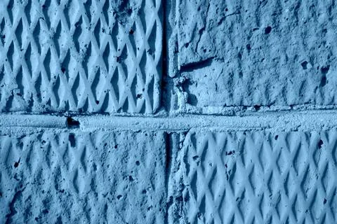 Old brick texture close up. Abstract architectural background blue color 스톡 사진