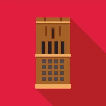 Old brick tower building facade with long shadow Stock-Illustration