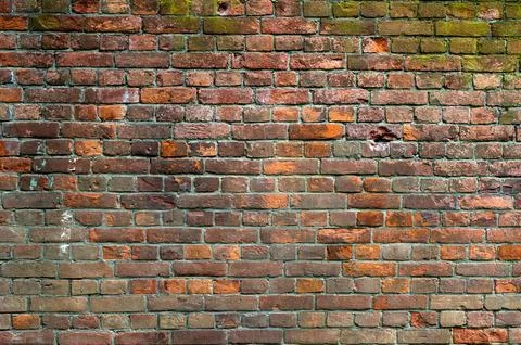 Old brick wall for background. Brick surface template photo. Stock Photos