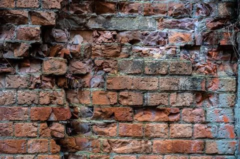 Old brick wall for background. Brick surface template photo. Stock Photos