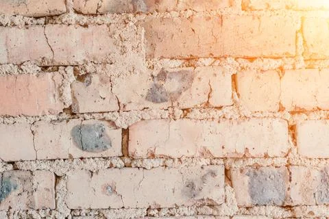Old brick wall for background. Orange brick wall, under construction Stock Photos