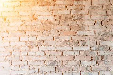 Old brick wall for background. Orange brick wall, under construction Foto stock