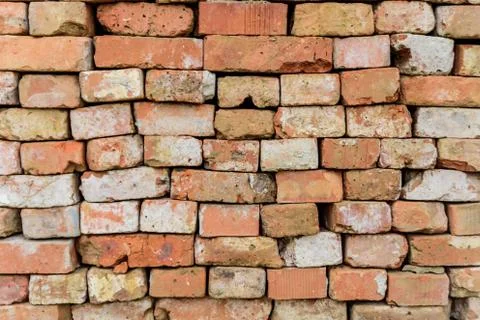 Old brick wall Background, texture of red brickwork. Stock Photos