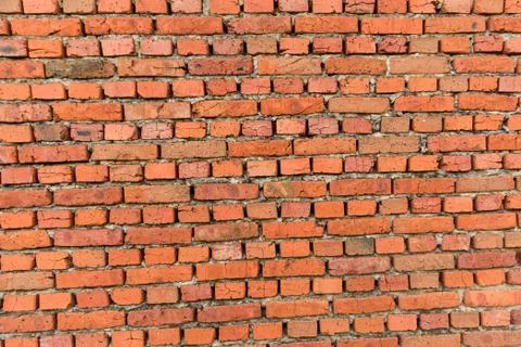 Old brick wall Background, texture of red brickwork. Stock Photos