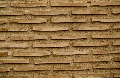 Old brick wall background texture with long bricks Foto stock