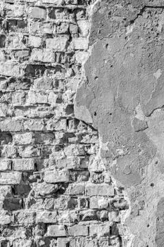 Old brick wall. Black and white background Stock Photos