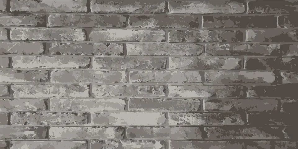 Old brick wall. Brickwork is grey. Vintage background from bricks. Vector Stock Illustration