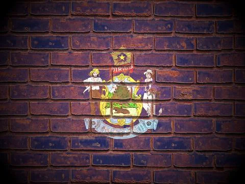 Old brick wall Maine state flag Stock Illustration